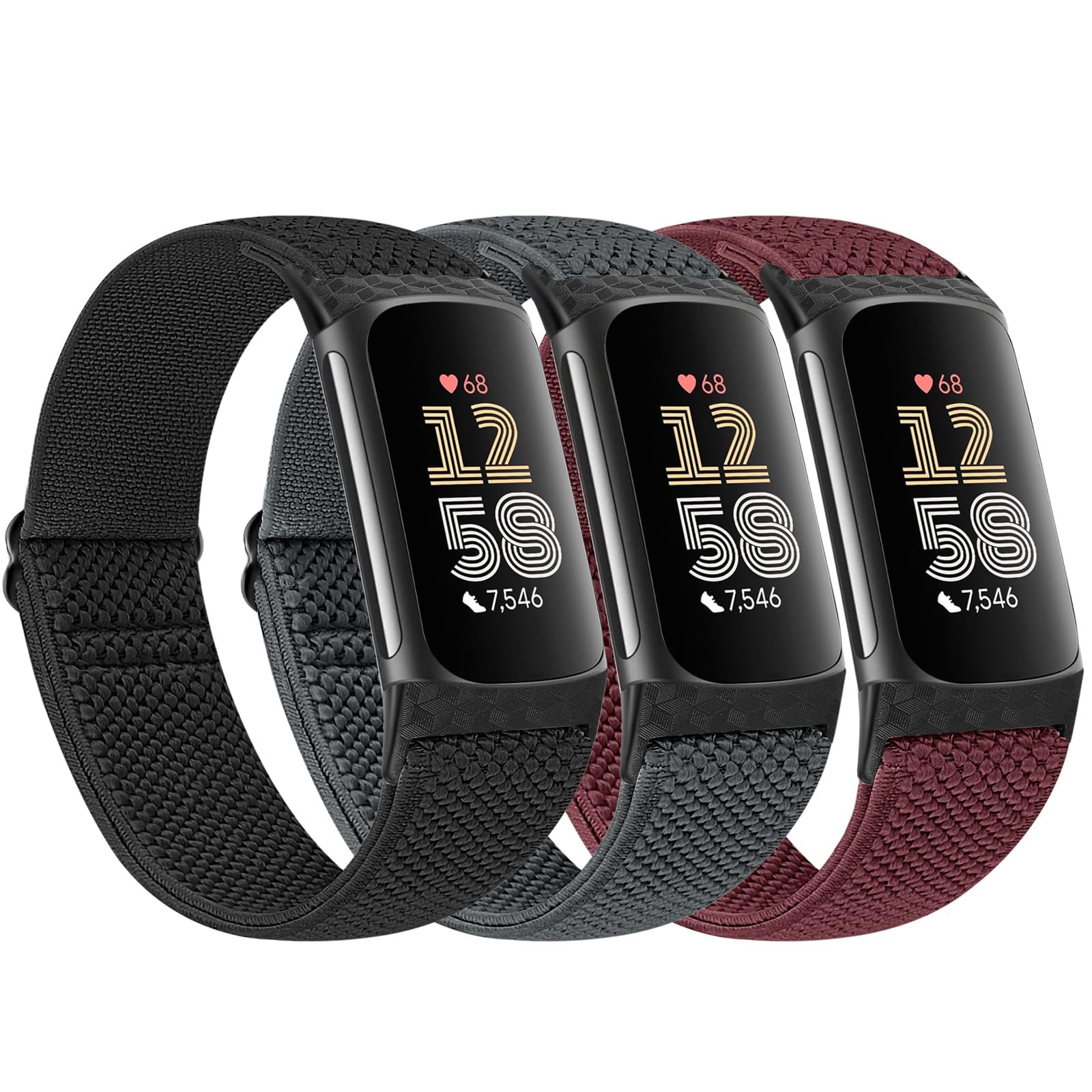 3 Pack Elastic Loop Nylon Watch Bands Compatible with Fitbit Charge 6 Bands/Fitbit Charge 5 Bands, Soft Adjustable Sport Wristband for Fitbit Charge 6 Strap/Fitbit Charge 5 Strap-picture-27