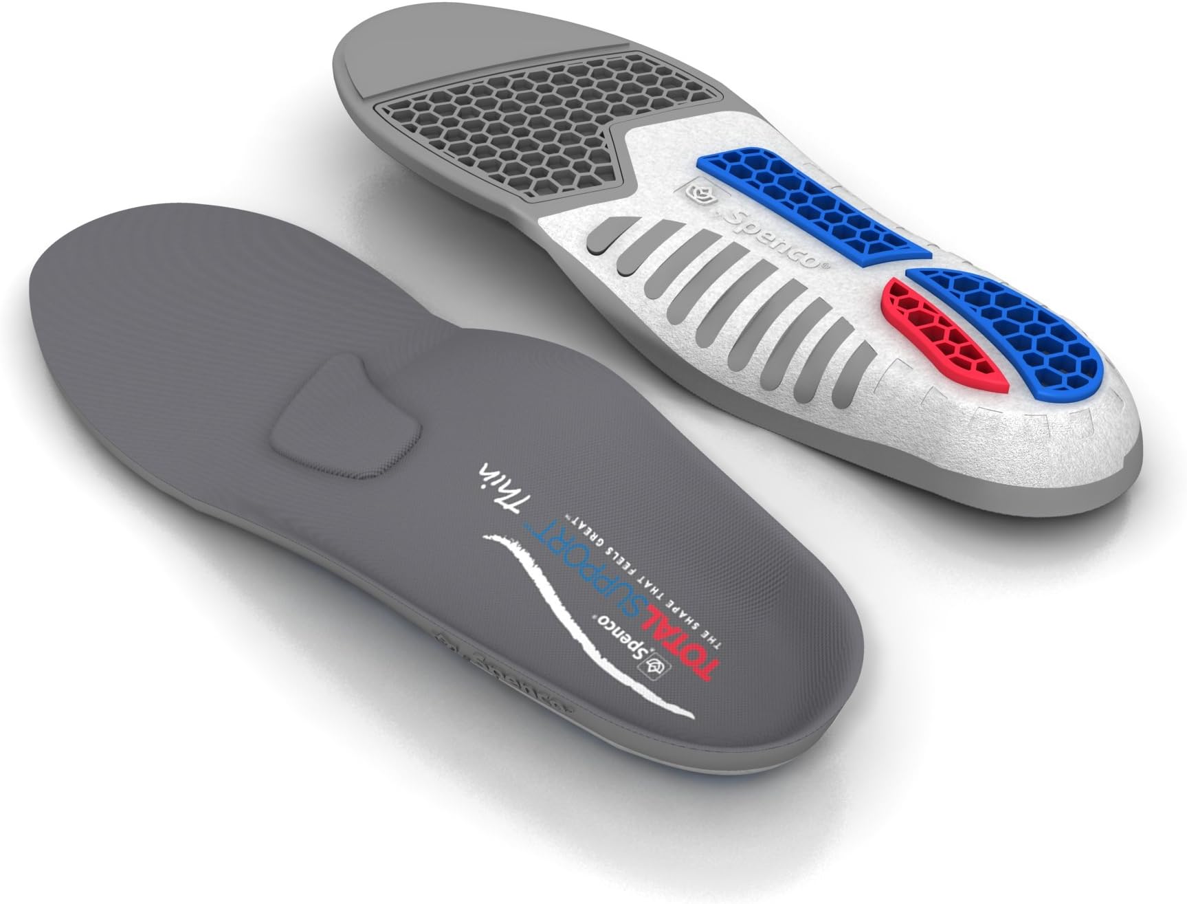 Spenco Total Support Thin Full Length Arch Support Insoles for Minimalist or Low Volume Shoes, Men's 12-13.5