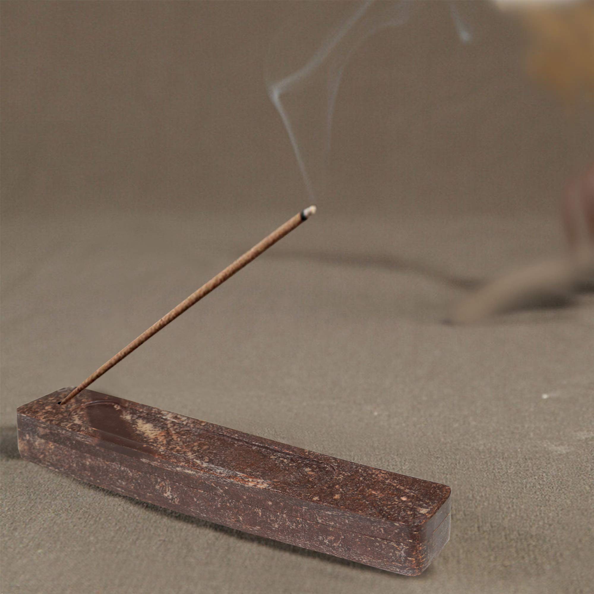Wooden Incense Holder Burner, Coffin Incense Storage Box Holder for Sticks, Incense-Stick Holder & Ash Catcher with Storage for Meditation, Bedroom, Office (12 Inches)