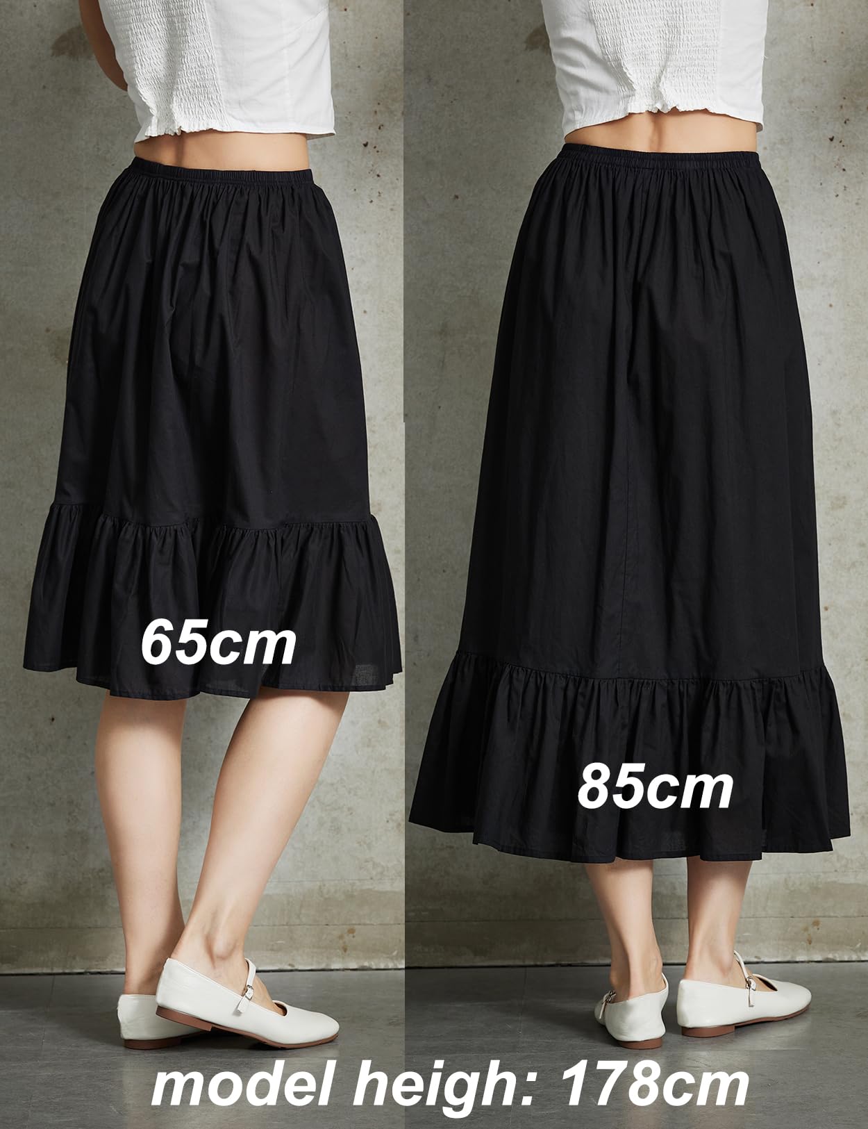 BEAUTELICATE Enaguas para Mujer Algodón Antiestática Larga Corto Media Combinacion Falda para Vestido Blanco Marfil Negro Ropa Interior