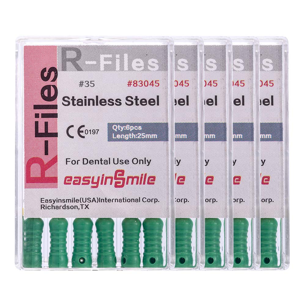 Easyinsmile Dental Endo Root Canal File R-Files Stainless Steel Hand Use 5 Pack (#35)