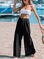 Vista 2 de CUPSHE Pantalones largos de cintura alta fruncida Sunshine para mujer