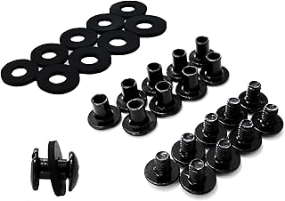 Grizzly Black Chicago Screws, 1/4 Inch for Leather/Kydex Gun Holsters/Clips and Knife Sheaths, Phillips Truss Heads and Open Slotted Fasteners with Rubber Washers/Spacers - Grizzly