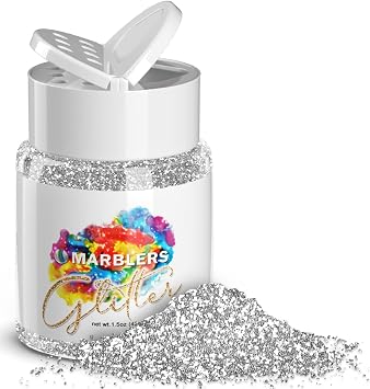 MARBLERS Twinkle Glitter [Silver] 1.5oz 42g | Fine | Non-Toxic, Vegan, Cruelty-Free | Face, Body, Eyeshadow, Hair, Festival, Party Makeup | Nail Art, Polish | Resin, Tumbler, Slime, Craft