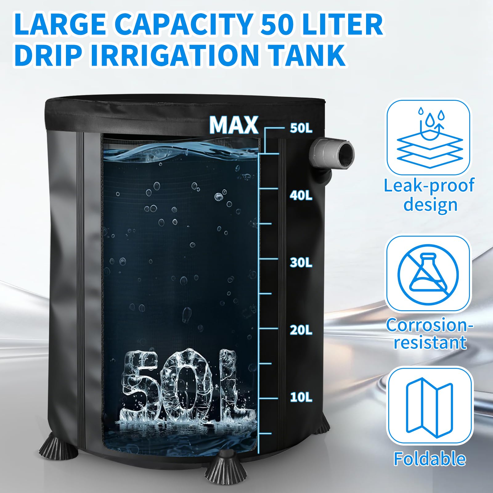 SWAWIS Automatyczny system nawadniania, rośliny pokojowe, 50 l, z pompą wodną 25 W, 8 dysz kropelkowych, do wnętrz, trawnika, szklarni, podwórza