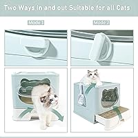Vista 3 de Fully Enclosed Cat Litter Box with Lid, Foldable Extra Large Cat Toilet, Drawer Type Litter Tray with Plastic Scoop, Suitable for Cats Under