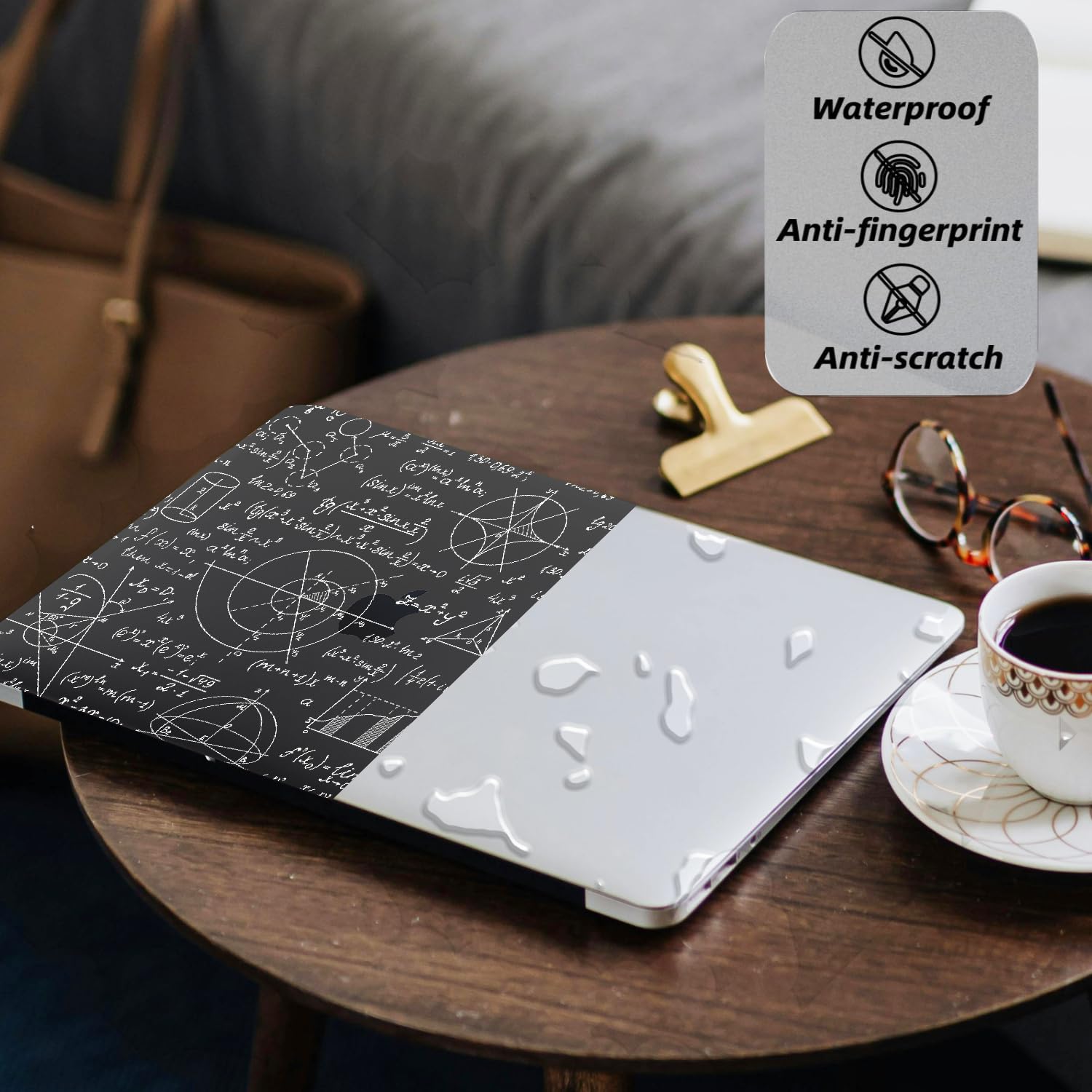 Coque Dure Compatible avec MacBook Air 15 Pouces M3 M2 2025 2023 Version Modèle A3114 A2941 A3241 avec Touch ID, Plastique Case Étui Rigide Housse & Couverture de Clavier, Maths Noir