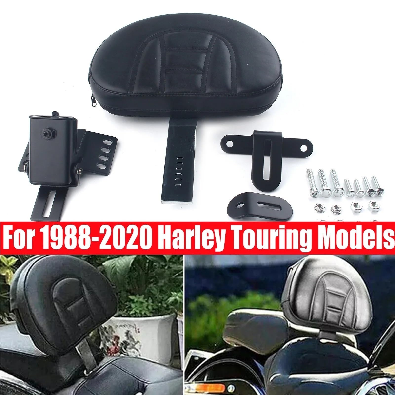 Poduszka Kufer Motocyklowy Pasuje do Harley Touring 1988-2020 Zestaw regulowanego oparcia kierowcy typu plug-in podpórki pod plecy