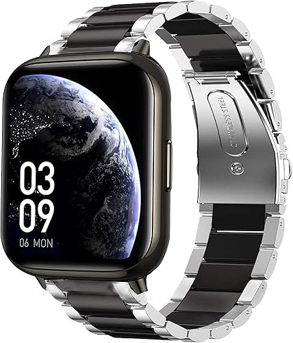 Vista 11 de Lamshaw Compatible con AGPTEK Smartwatch Band, correas de repuesto de metal de acero inoxidable para AGPTEK de 1.69 pulgadas (1.693 in)