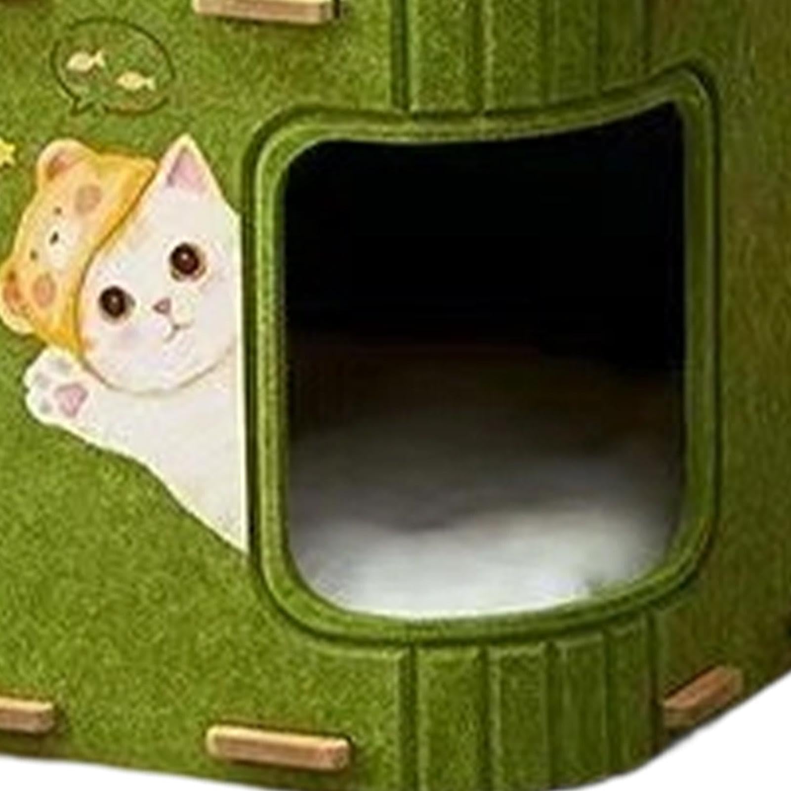 Katzenhaus Indoor, Doppelstöckige Faltbare Katzenhöhle, Gemütliches Katzenb | Weiches Katzennest zum und Spielen, Robustes Haustierhaus mit Komfort Design, Katzenzubehör für Zuhause und Reisen