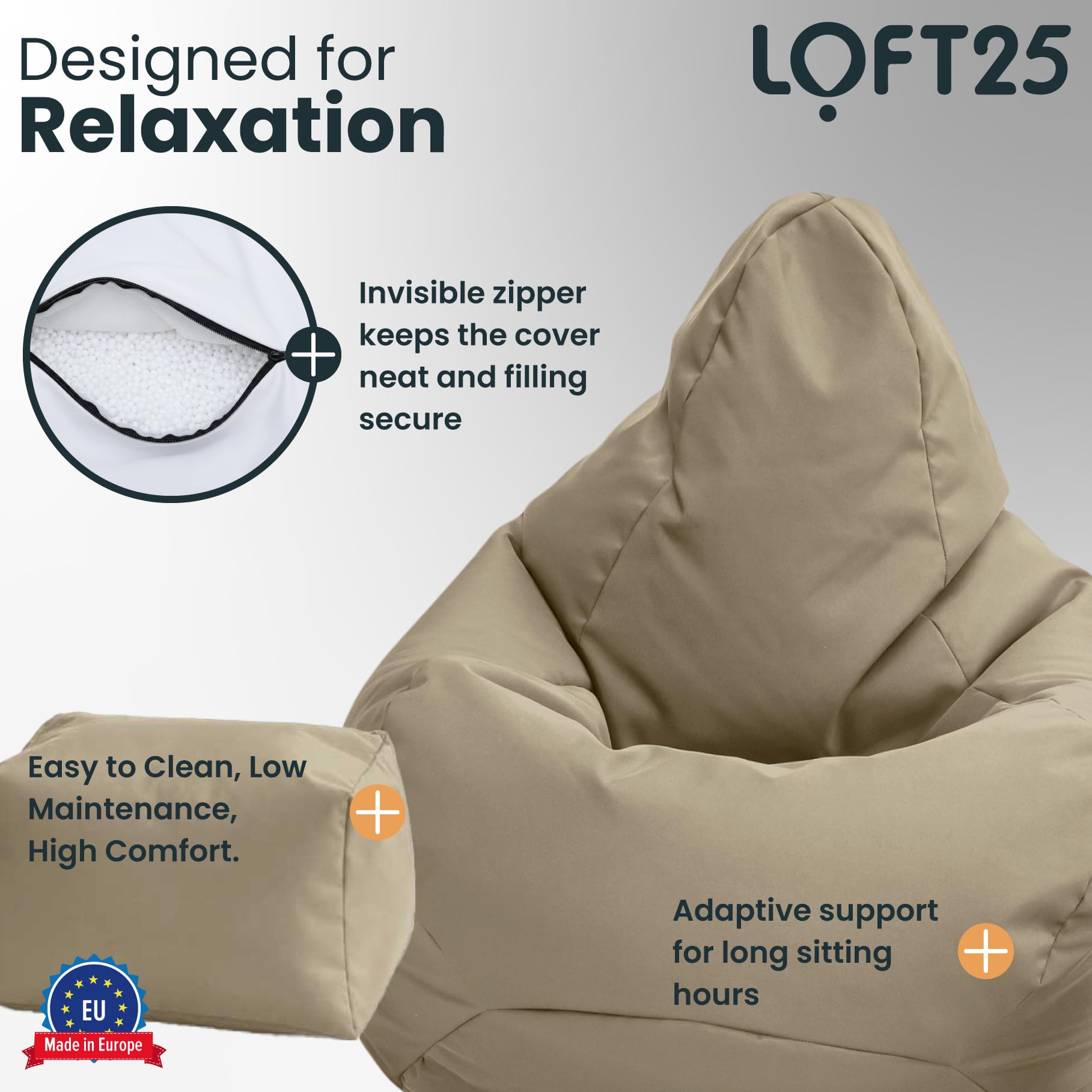 Loft 25 Zitzak Gamer Stoel | Binnenshuis Buitenshuis Woonkamer Zitzak | Waterbestendig | Ergonomisch Ontwerp Voor Lichaamssteun (Moroccan Blue, Zitzak Voetenbank Loft 25 Zitzak Gamer Stoel | Binnenshuis Buitenshuis Woonkamer Zitzak | Waterbestendig | Ergonomisch Ontwerp Voor Lichaamssteun (Moroccan Blue, Zitzak Voetenbank