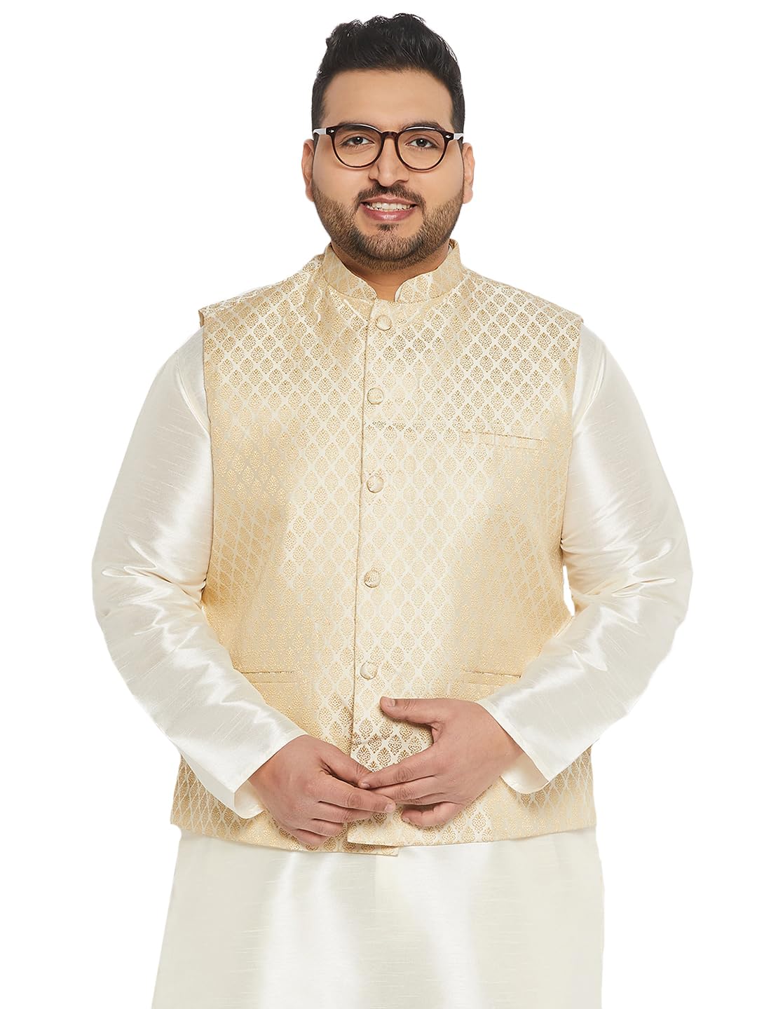 vastramay plus Men's Silk Blend Nehru Jacket-picture-35