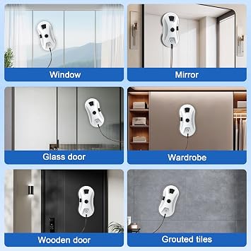 Automatic Window Cleaning Robot, Smart Robot Window Cleaner | window cleaning robot inside and outside with Spray,3000Pa Suction, Intelligent Path Planning, Remote Control for High Glass