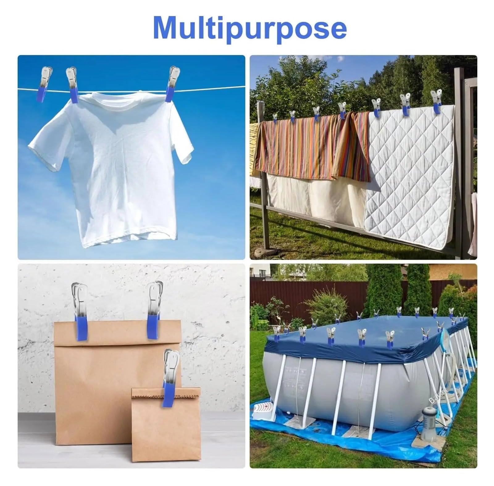 6er-Pack Edelstahl-Federklemmen für Poolabdeckungen - Universelle Passform