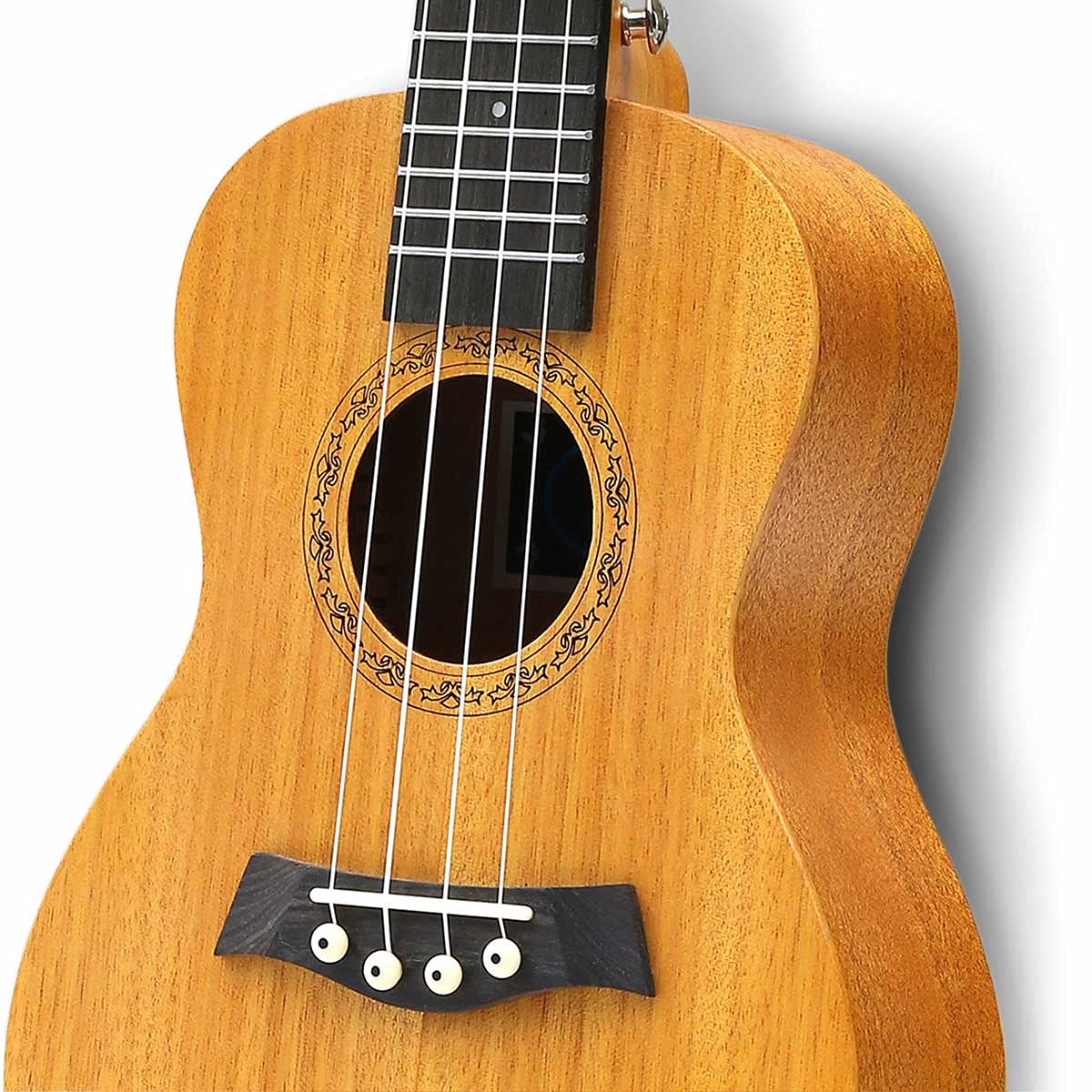 Ukulele da concerto con parte superiore in mogano, 58,4 cm, con accessori per ukulele con custodia, tracolla, corda in nylon plettri 23 inch