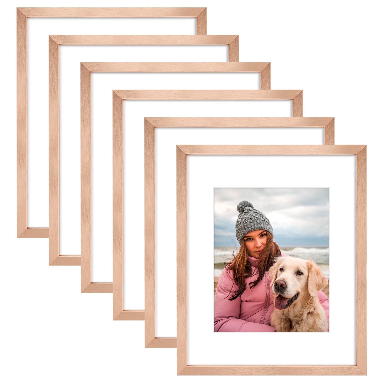 Cadres photo 40x50 cm lot de 6 en bois doré avec plexiglas