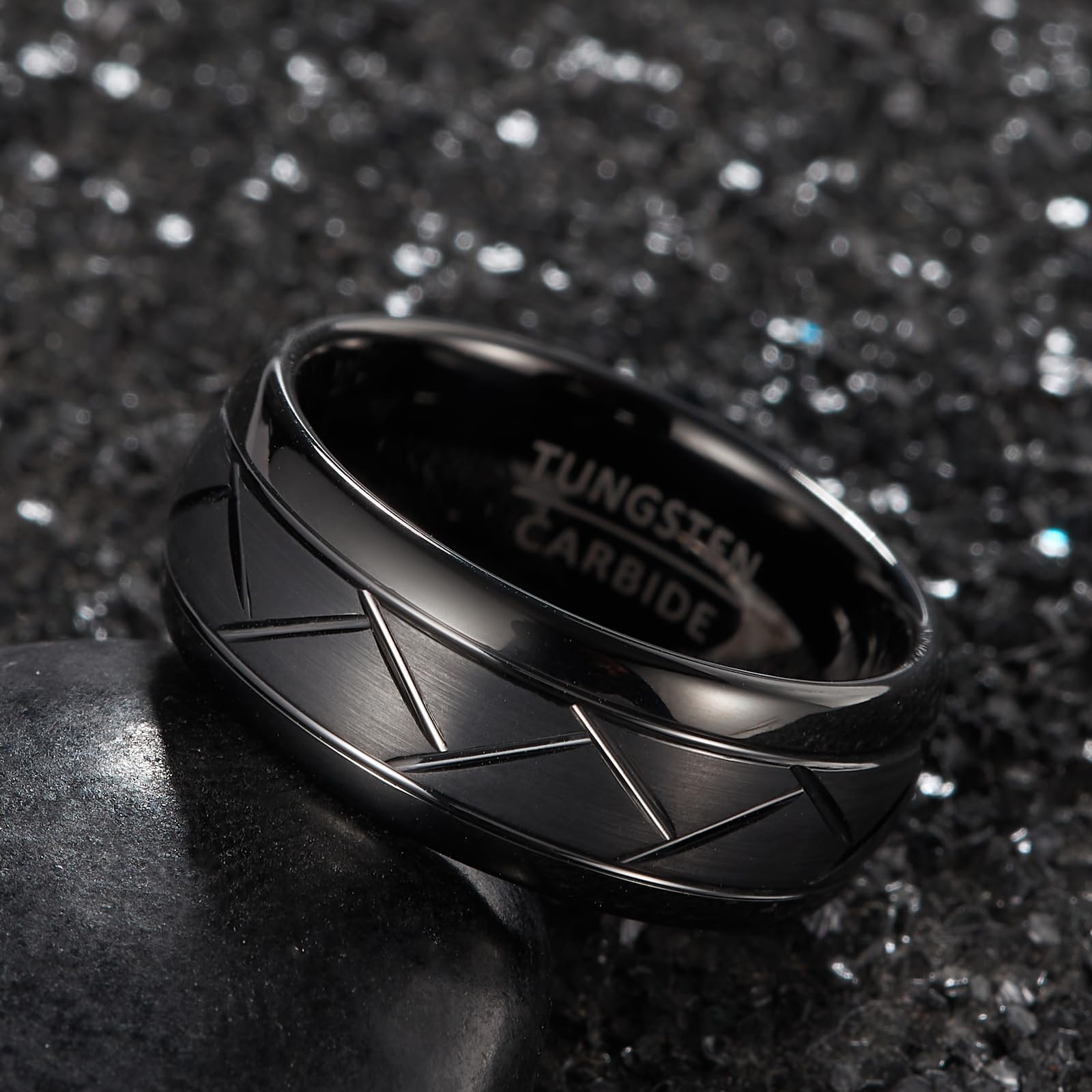 1 anillo de tungsteno Y2K de moda para hombres y mujeres, con un ancho de 8 mm, adecuado para el uso diario en anillos de boda para parejas, fiestas, vacaciones, cumpleaños y aniversarios