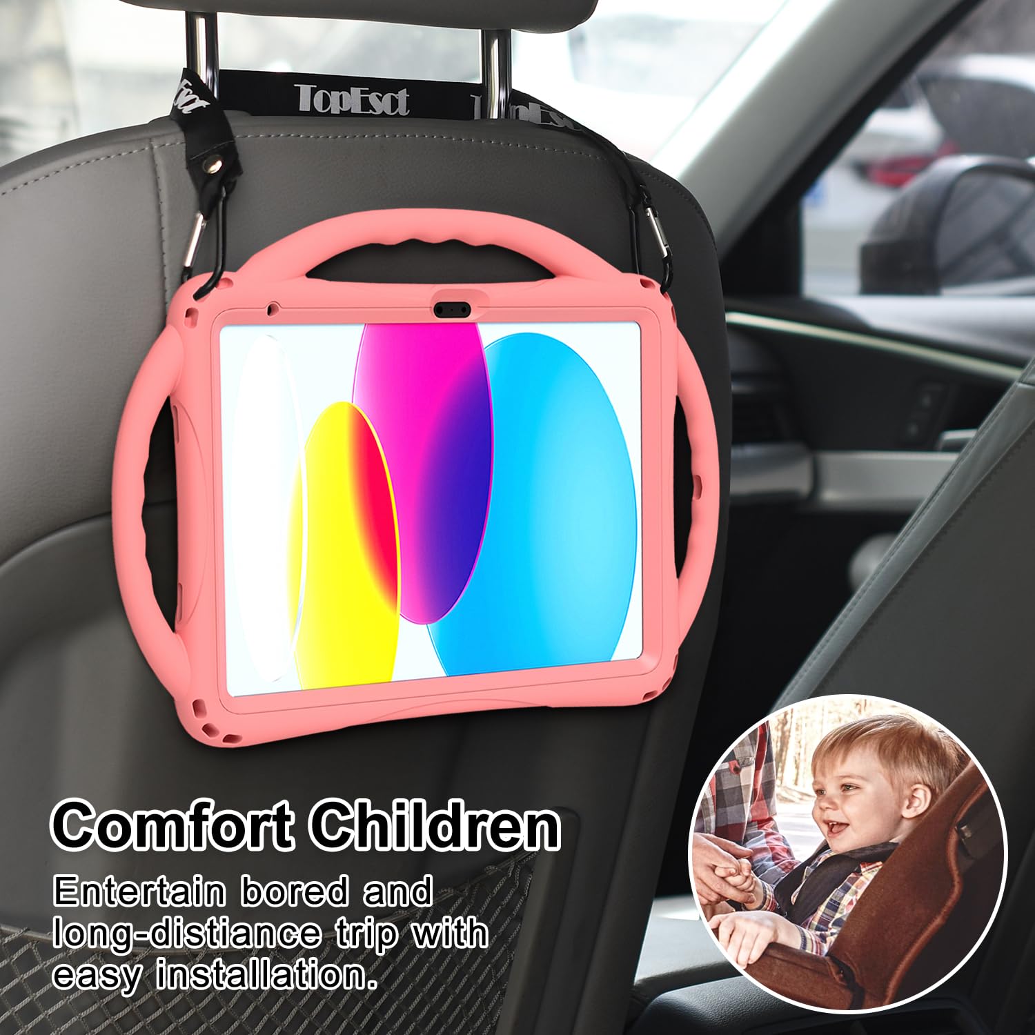 TOPESCT Custodia per bambini per iPad A16 di 11a/10a generazione (2025/2022) 11"/11", realizzata in silicone adatto ai bambini, con protezione schermo integrata, custodia antiurto con supporto per