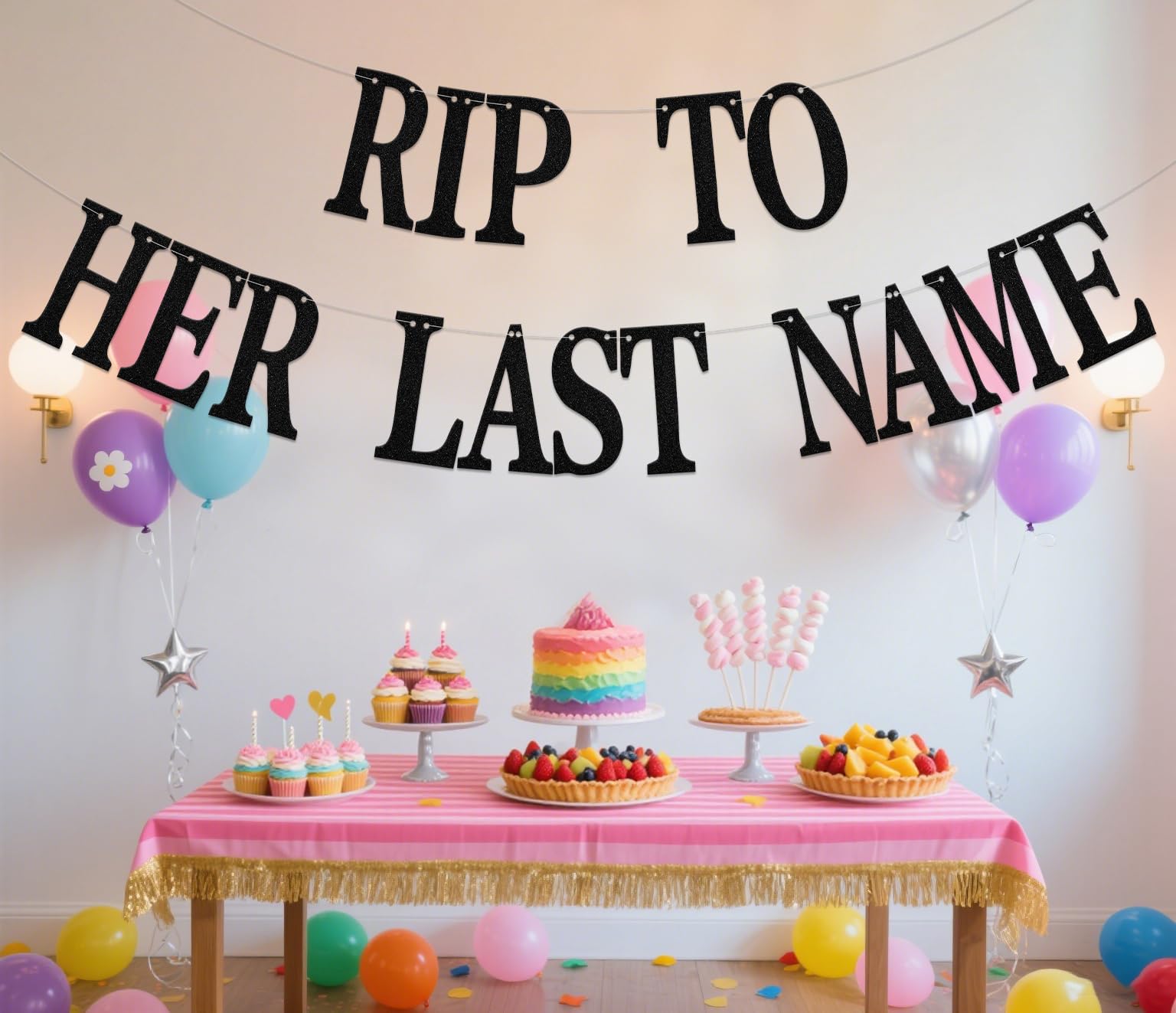 Rip To Her Last Name Banner, Bride Or Die Bachelorette Bridal Shower Party Decoration,Engagement Wedding Party Supplies Black - Image 3