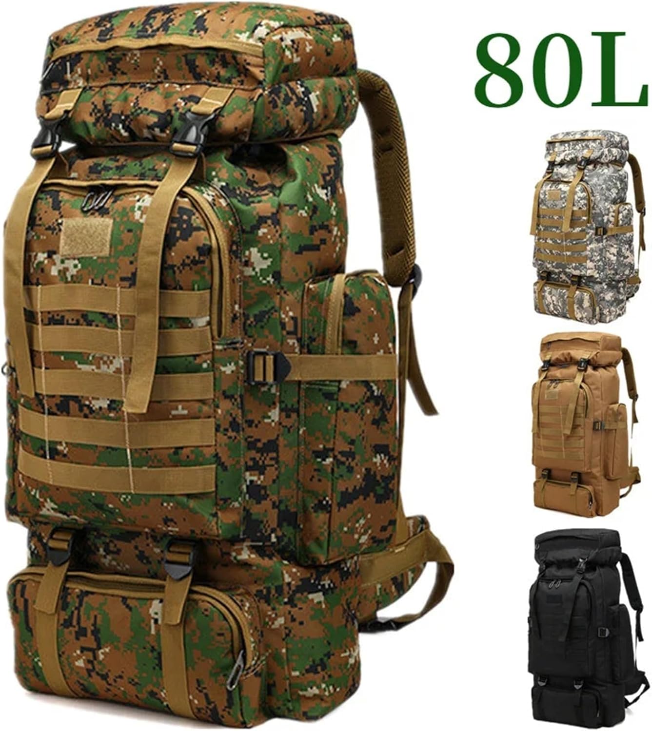 Men's 80L Large Outdoor Backpack – Rucksack For Mountaineering & Camping(JUNGLE)