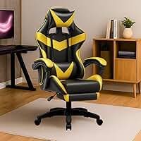 Cadeira De Escritório Gamer Nitro Ergonômica Estofado Couro Sintético Reclinável Altura Ajustável Apoio Para Pés Cor Dourado LuvinCo