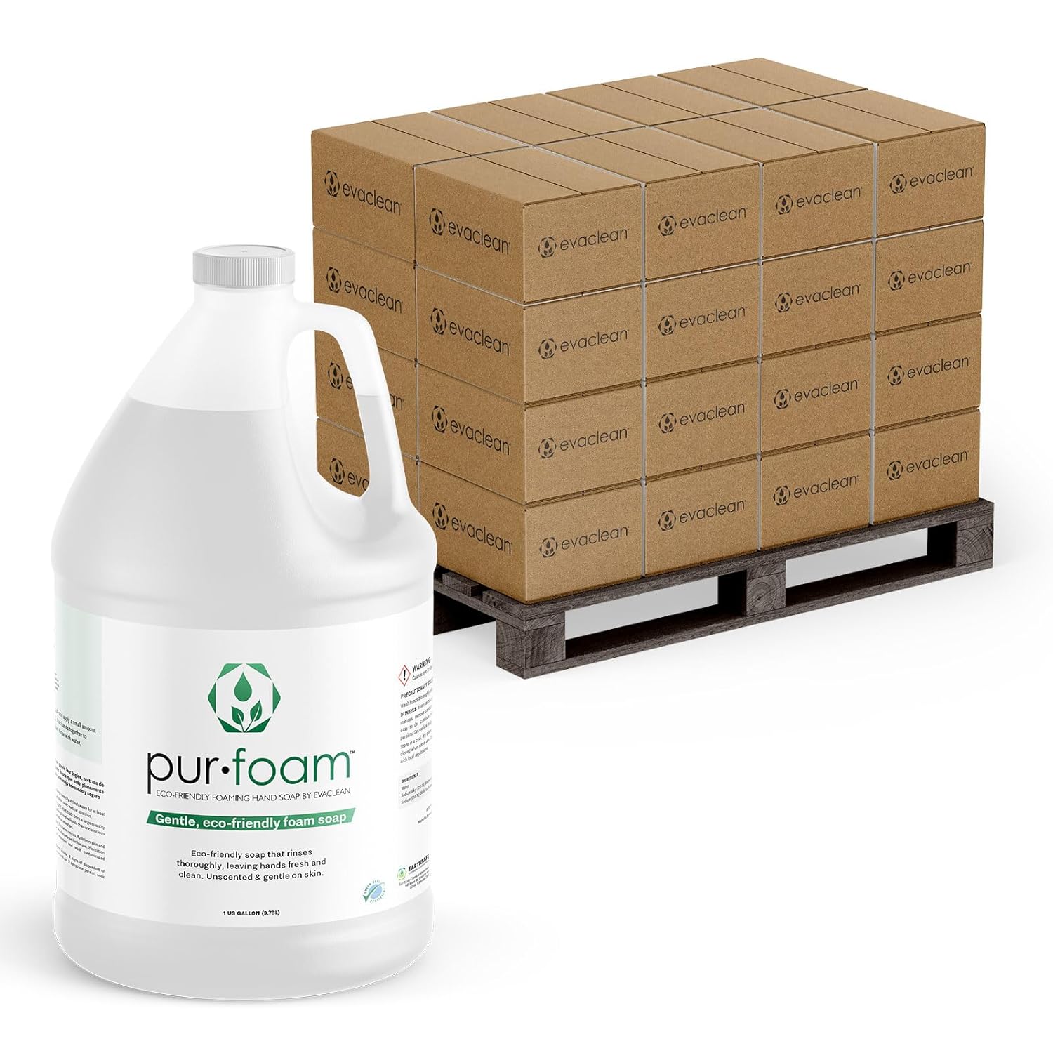 EvaClean PurFoam Hand Soap Refills 192 One Gal Bottles 48 Cases per Pallet Multi-Use for Hands Hair Body