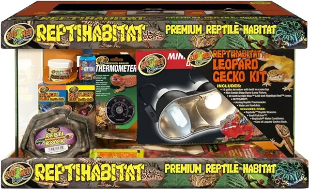 Leopard Gecko Terrarium Kit - 10 Gallon Reptile Habitat with Accessories