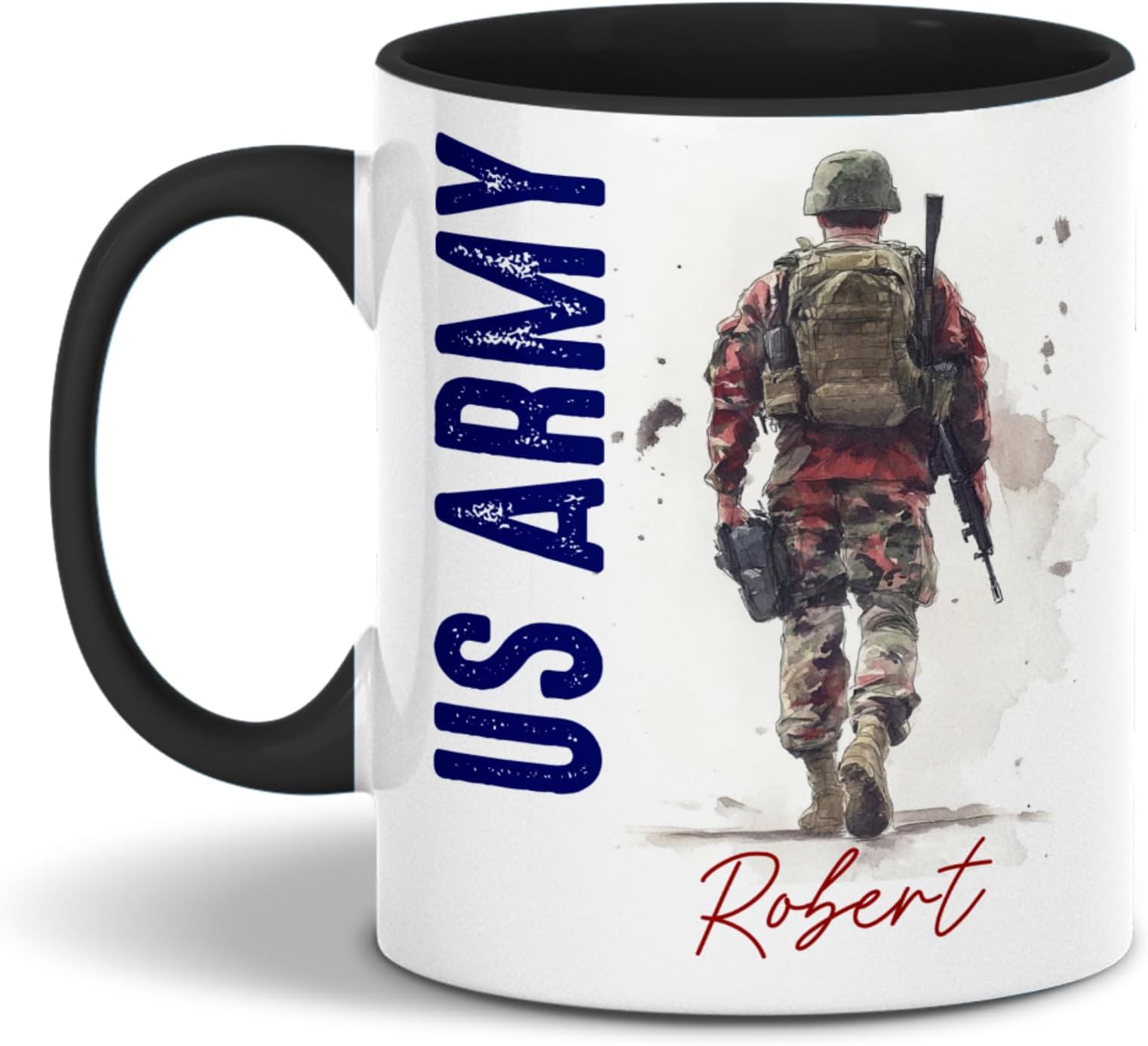Personalized US Army Two Tone Ceramic 11oz Mug, Custom Name, Soldier Gift, Funny Army Mug, Veteran Gift