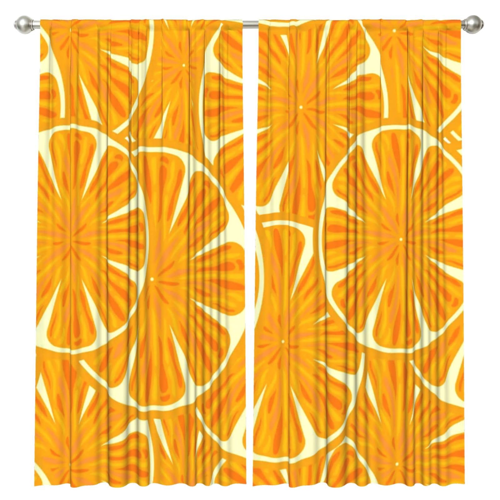 InOmak Bright Orange, 2 Panels Window Curtains 52 x 84 Inch Blackout Curtains for Living Room Bedroom