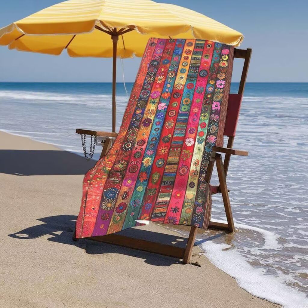 Telo Mare XXL 100x200cm/35x70cm, 2 Set Telo Mare Microfibra Boho Asciugamano Palestra Uomo, Antisabbia, Leggero, Asciugatura Rapida, Teli da Spiaggia Grandi Accessori per Camping Natation Yoga I-85