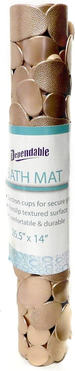 Dependable Nonslip Metallic Pebble Bathtub Mat with Suction Cups 26.5" x 14" (Rose Gold)