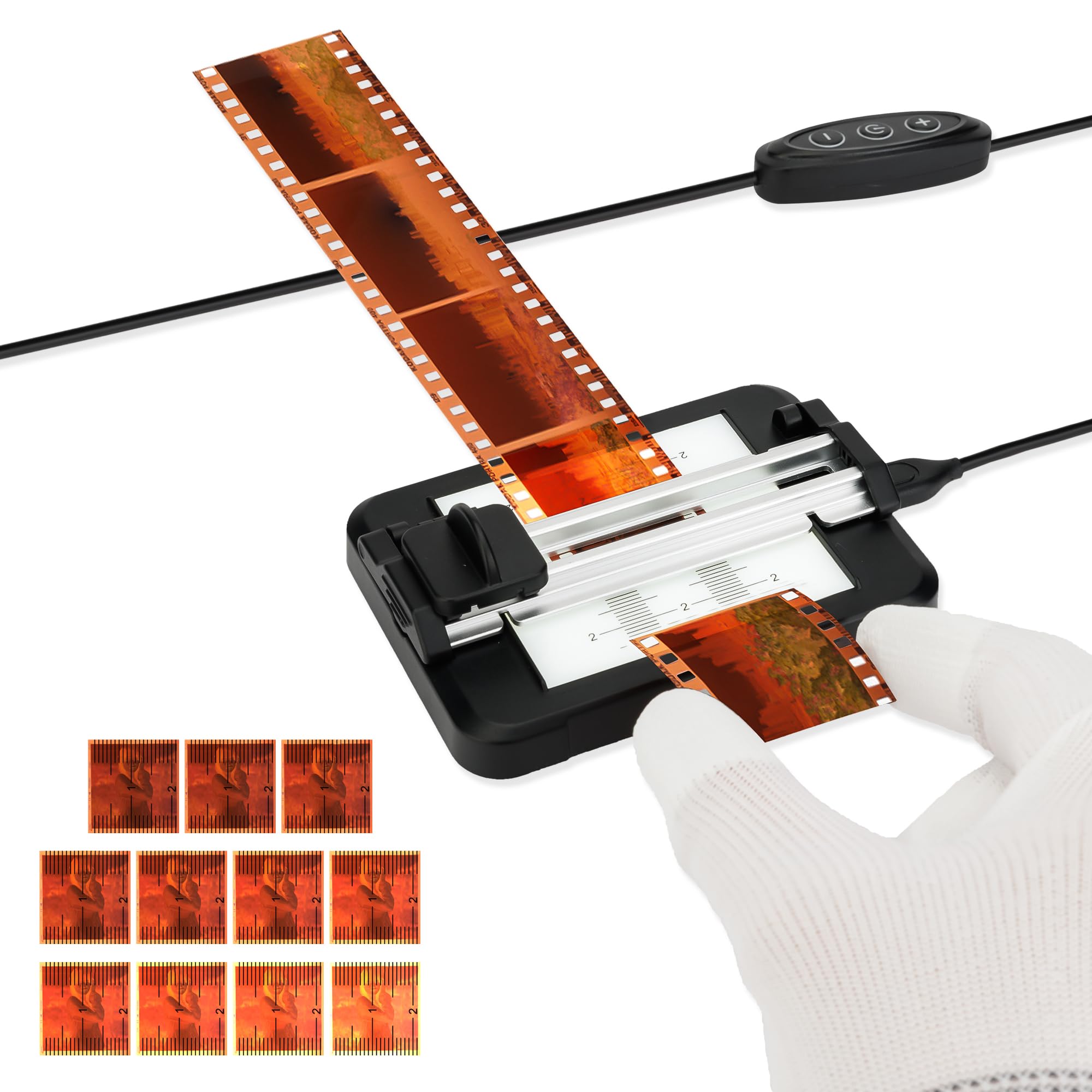 JJC Negative Slide Film Cutter for 35mm 120 Film, Trimmer Support 11-Level Brightness Adjustable LED Backlight Panel with Gradated Mark for Clear Easy