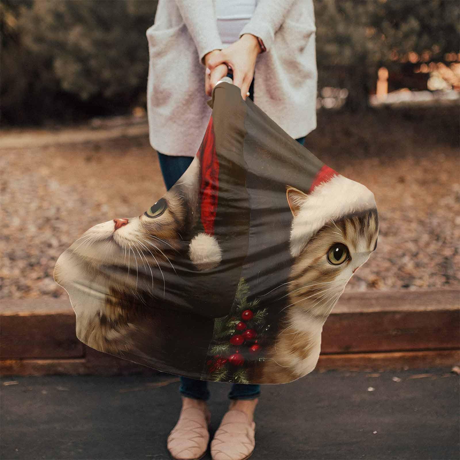 Nursing Cover for Breastfeeding Scarf, Cat Christmas Plants Berries Painting Baby Car Covers Super Soft Multi Use for Canopy Shopping Cart Cover Blanket Stroller Cover