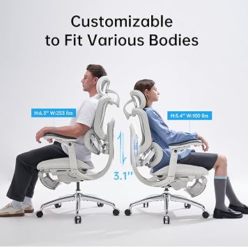 SIHOO Doro C300 Pro V2 Ergonomic Office Chair with Footrest & Full-Body Adaptive Support, 8D Armrests & Breathable Mesh, Comfy High Back Computer Desk Chair for Long Hours, 135 Recline (Grey)