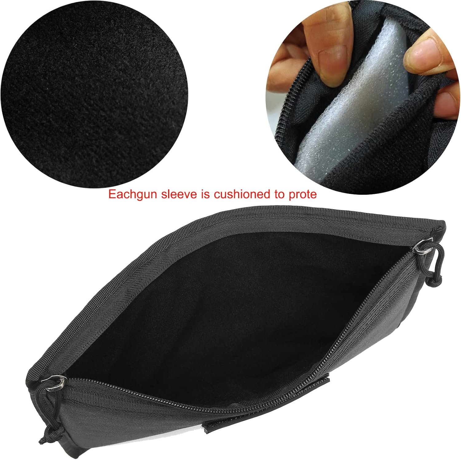 3-Pack Handgun Case,Soft Pistol Rug Case Tactical Handgun Storage Pouch with for Hunting Shooting Range Sports 4 of ID Patches Included - Image 4