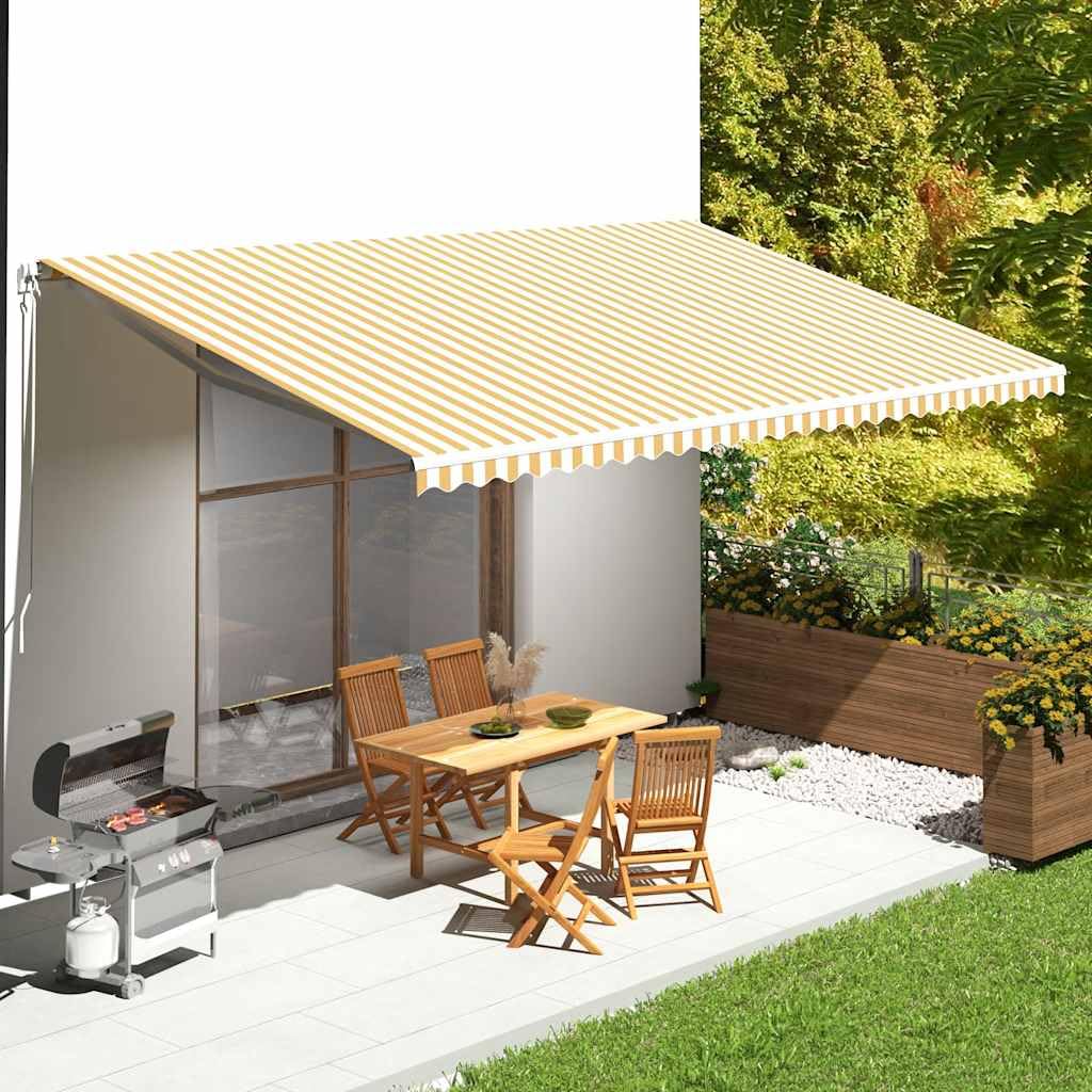Leasha Toile de Rechange Store Banne avec Lambrequin, Toile Tissu de Remplacement pour Auvent 580x345 cm Jaune et Blanc