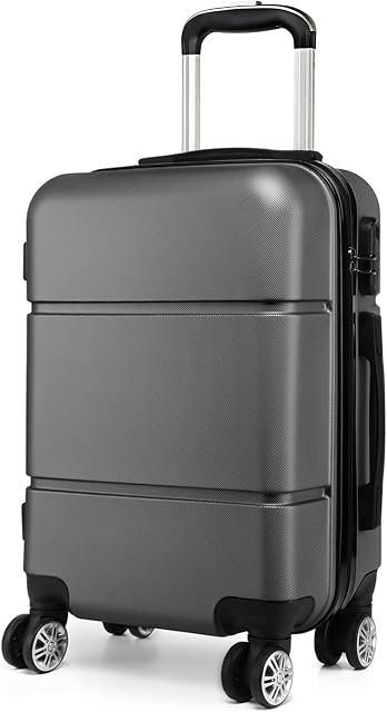 Kono Suitcase 20'' Travel Carry On Hand Cabin Luggage Hard Shell Travel Bag Lightweight, Grey