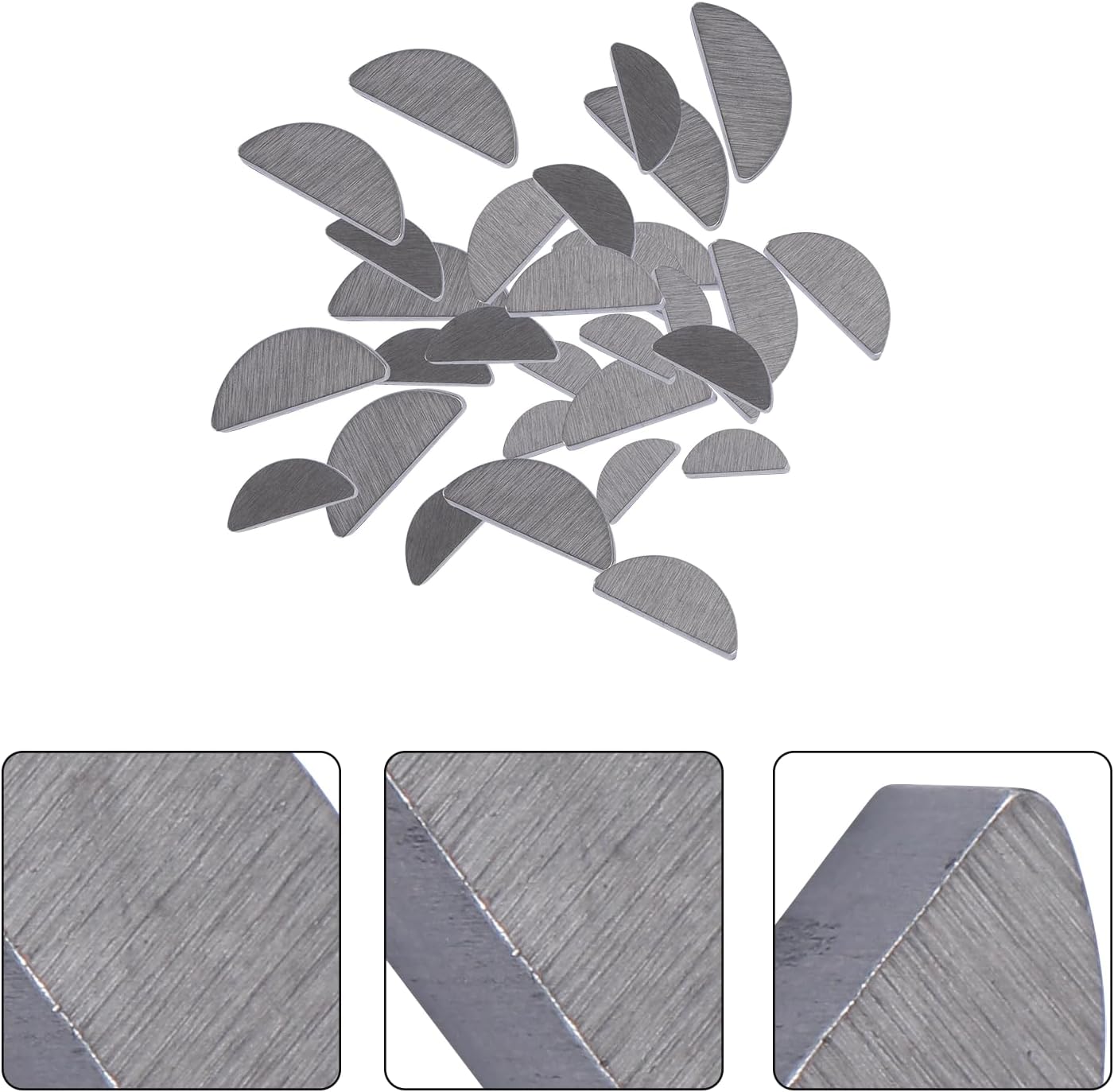 Woodruff Keys with 8 Different Sizes Stainless Steel 80pcs Half Moon Semicircle Mechanical Industry Fasteners for Pulleys and Drive Shaft Applications