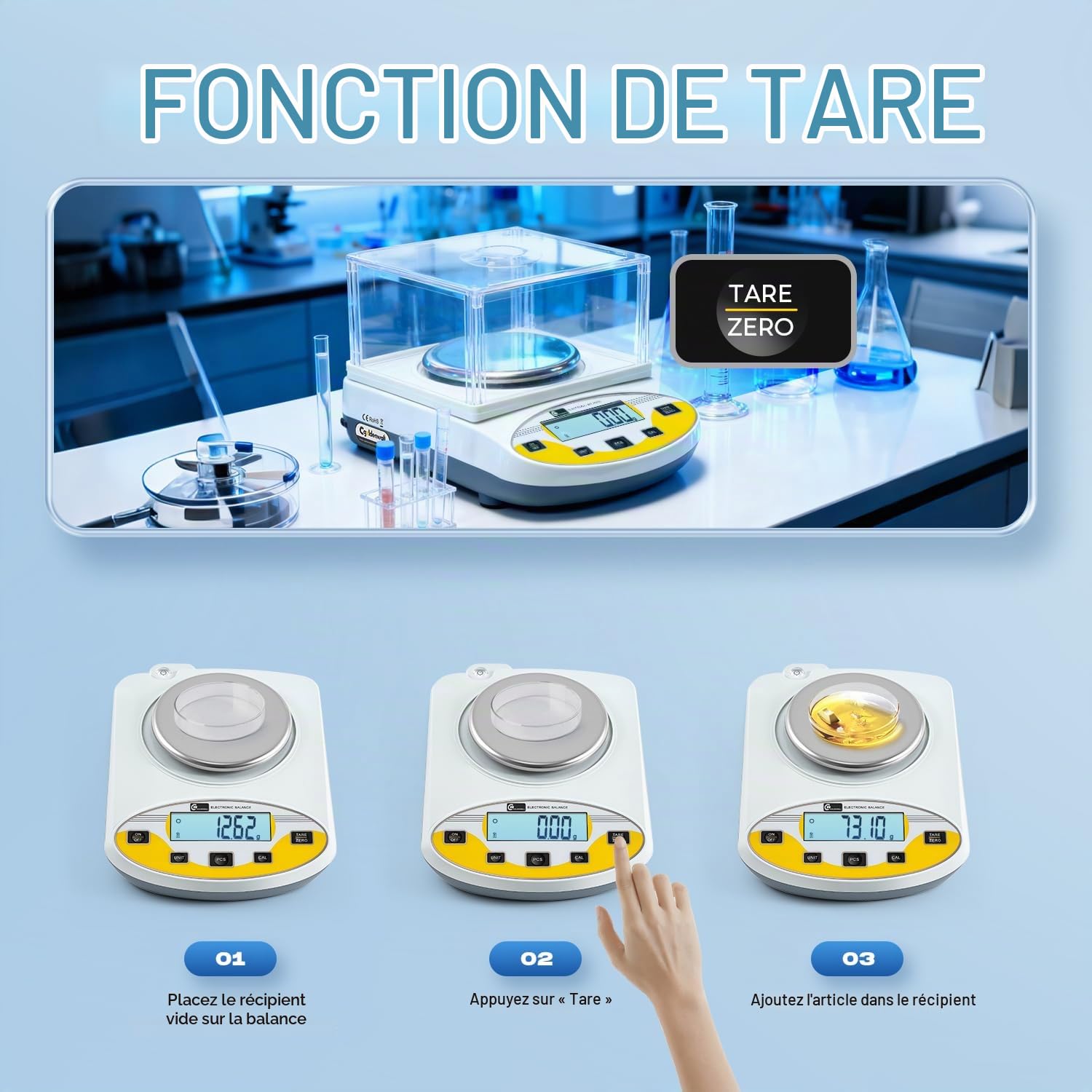 CGOLDENWALL 3000g x 0,01g Balance Analytique Laboratoire avec Pare-Vent | Balance Haute Précision, Tare/Comptage/13 Unités, Plateau Inox Ø12cm, pour Laboratoire, Bijouterie, Industrie, Éducation