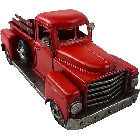 Berfutall 11-Inch Classic Metal Red Truck Decor