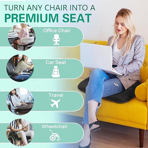 Miniatura 4 de GTTBS Cojín para silla de oficina, cojín de asiento de cuña gruesa para aliviar la presión, dolor de coxis, ciática y alivio del dolor de espalda