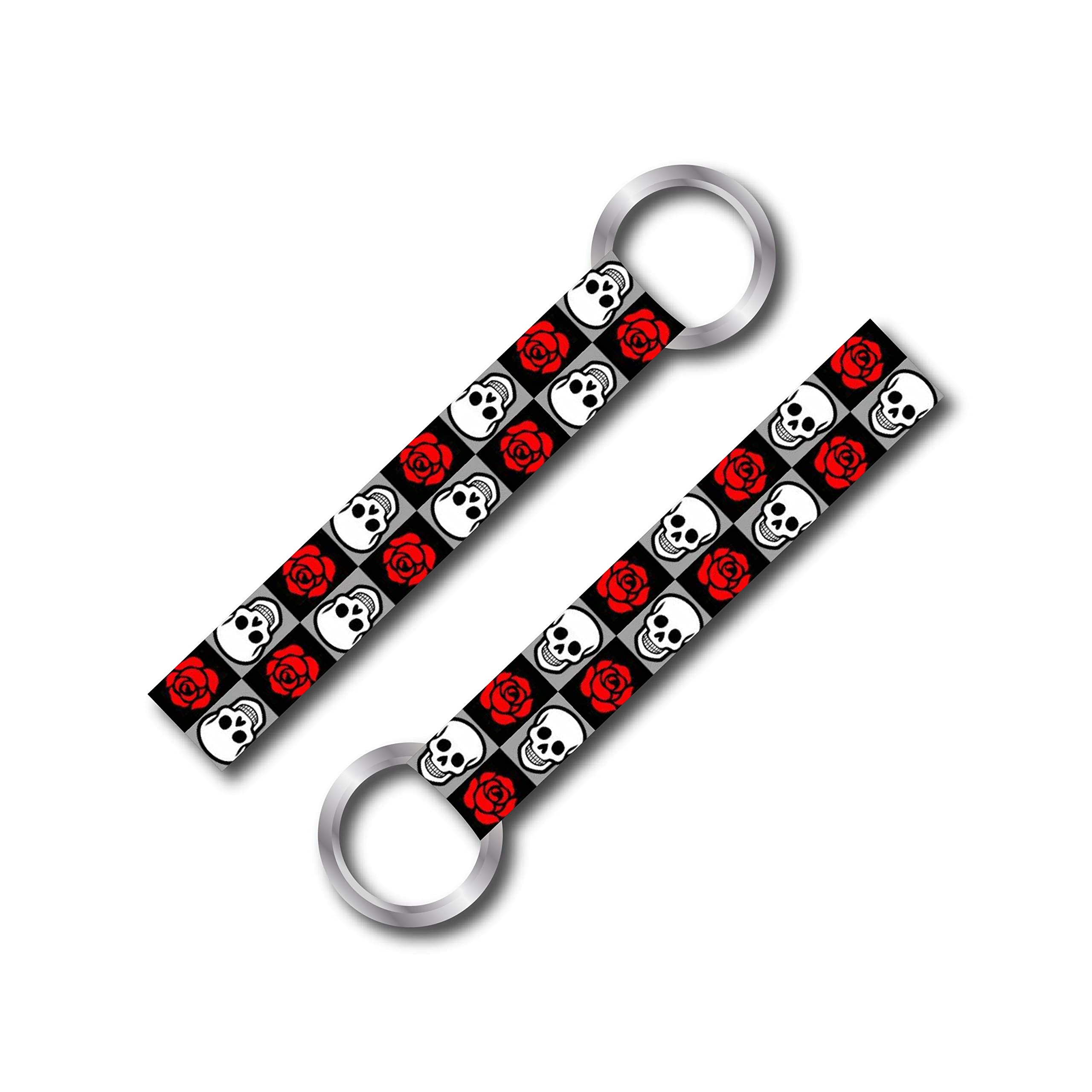 SIGNOOGLE 1 Pcs Rose Skull Racing Theme Lanyard keychain Holder Compatible For All Bikes Car Girls Kids Key Holder Tag Multicolored (6.00 x 1.00 Inch)