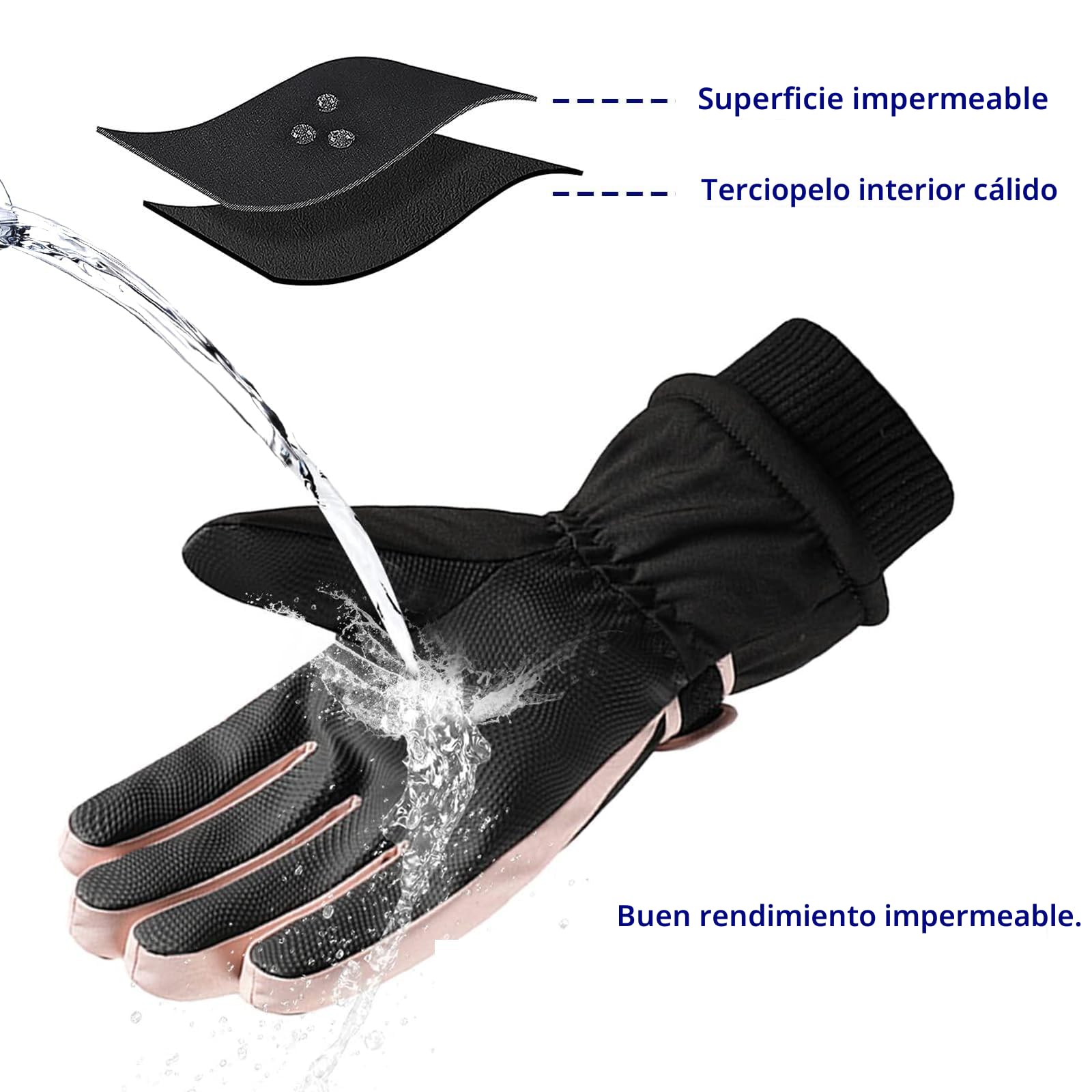 Andiker Guantes Impermeables Esquí Mujeres Pantalla Táctil Invierno Vellón Snowboard Prueba Viento Bicicleta