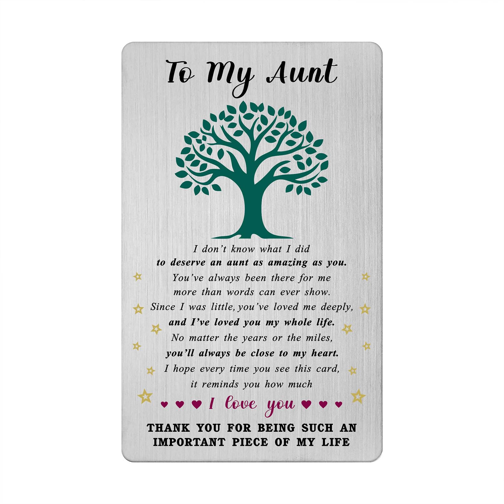 Aunt Card, I Love My Aunt Birthday Wedding Christmas Easter Gifts Ideas from Niece