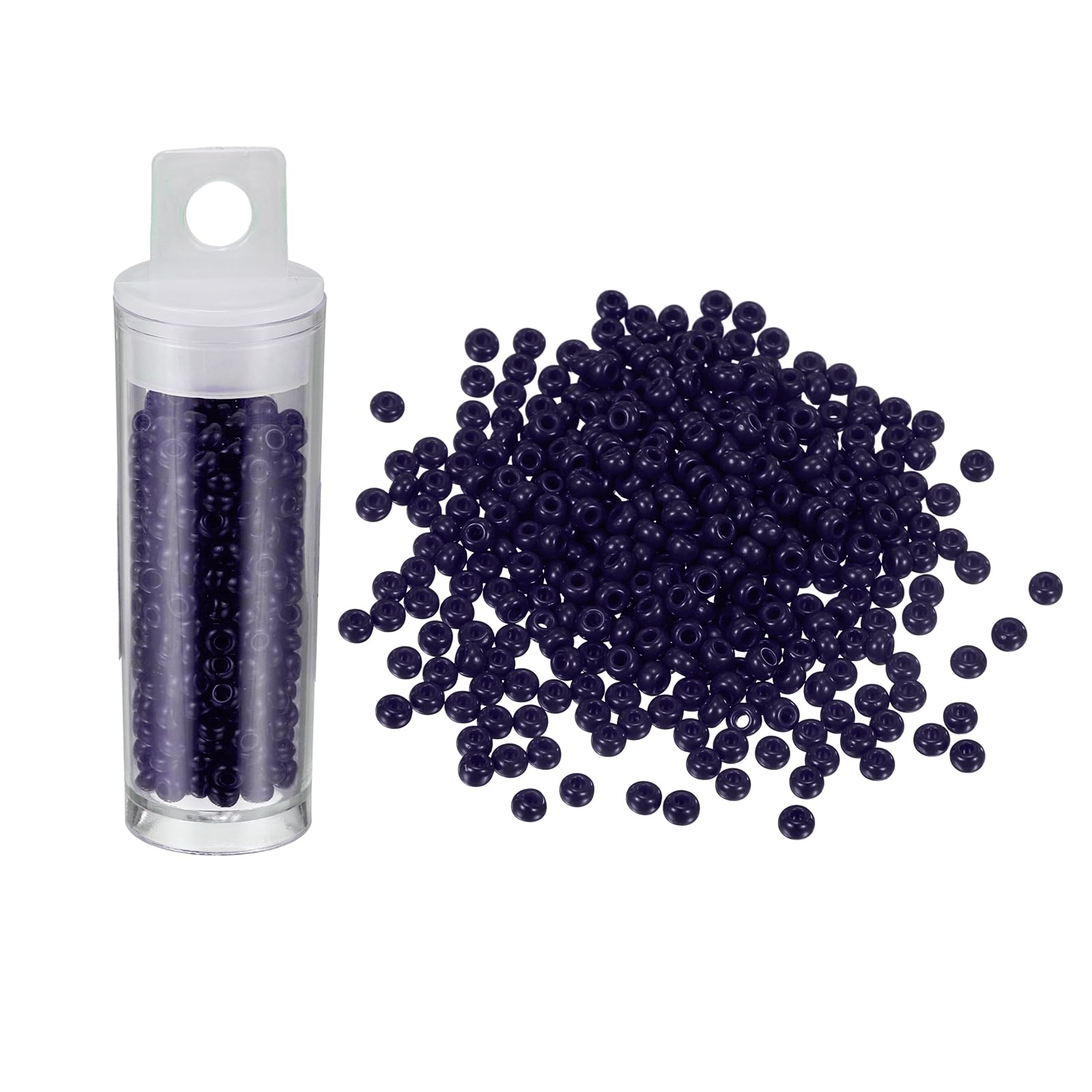 sourcing map 360 Pcs Glass Seed Beads Bulk, 3mm Mini Loose Glass Bugle Beads for DIY Earrings, Necklaces, Bracelets, Jewelry Making, Navy