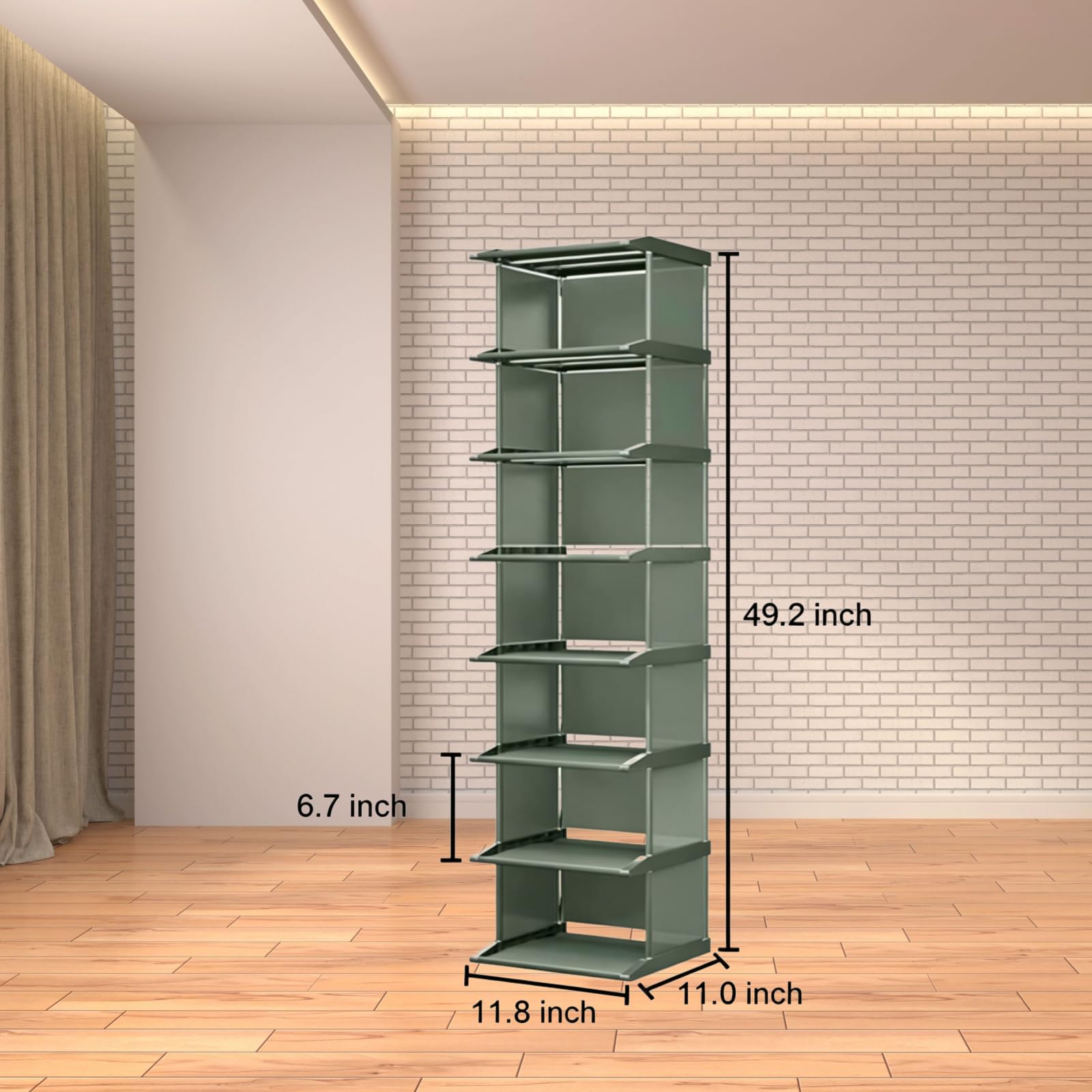 Scarpiera Salvaspazio Slim, Scarpiera Salvaspazio per Casa/Veranda/Ingresso, Telaio zincato ad alta resistenza, Facile da Montare, Grigio, 8 Piani