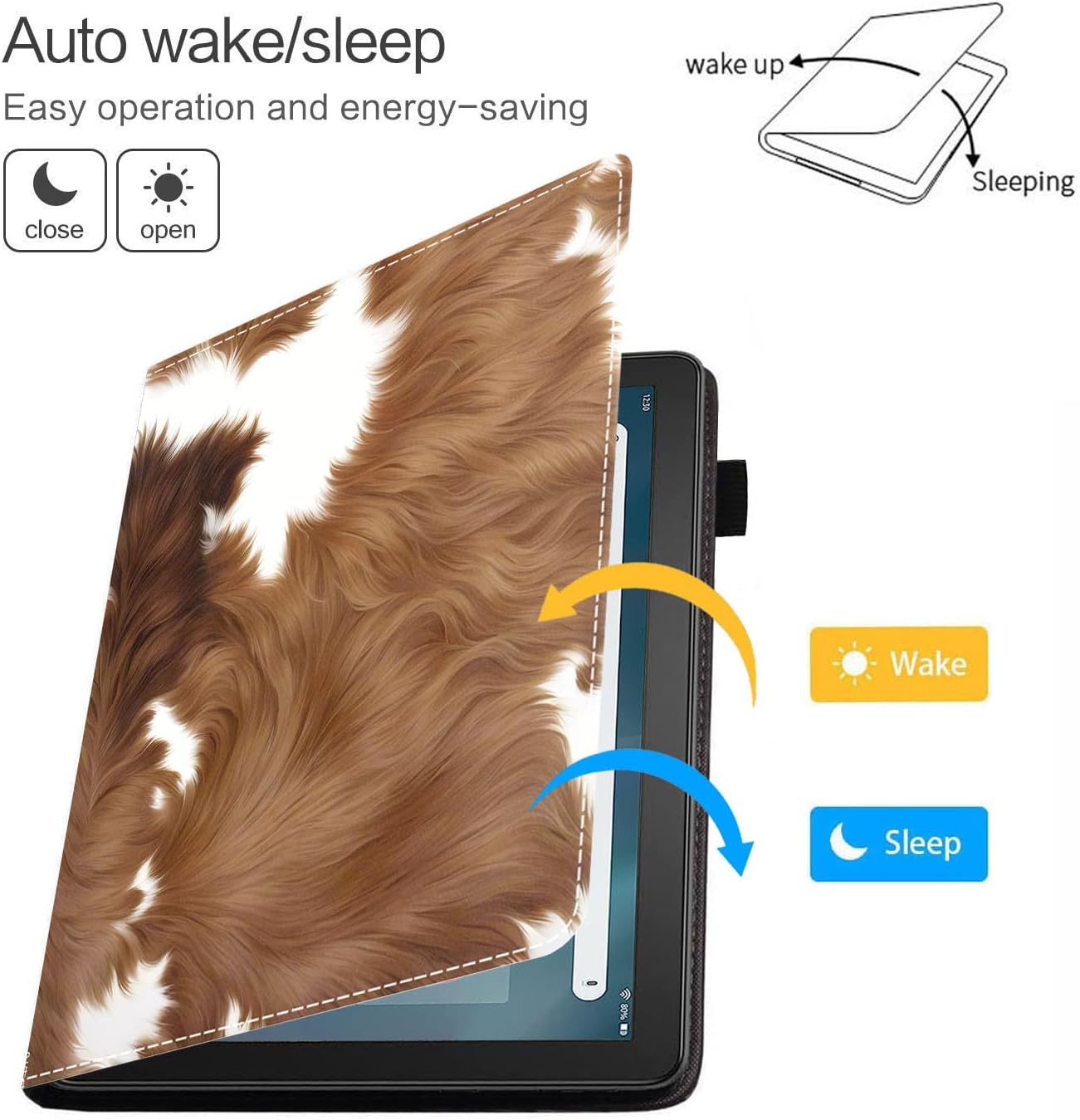 Case for Amazon Kindle Fire HD 10 & 10 Plus Tablet 10.1" (13th/11th Generation, 2023/2021 Release) - Premium PU Leather Cover with Auto Sleep Wake, Brown Cow Print