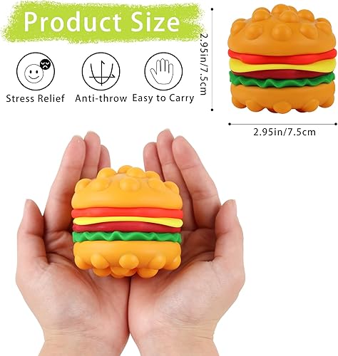 Vista 2 de Anboor Juguetes sensoriales para ansiedad con burbujas para presionar, Hambergur de silicona 3D, juguete sensorial para reventar burbujas
