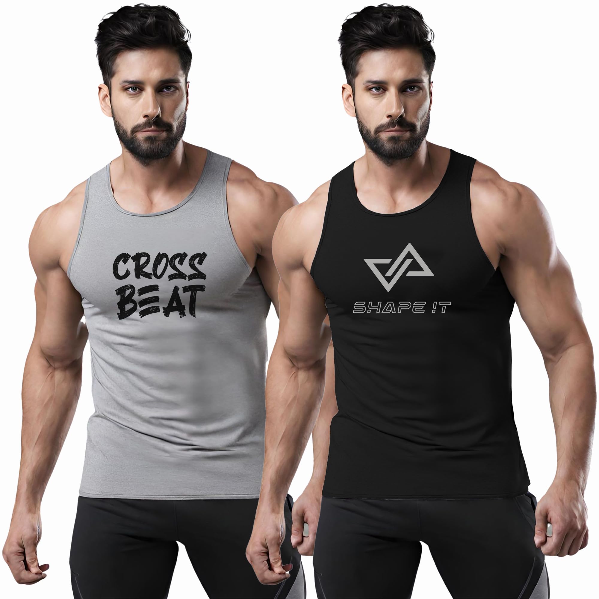 3colors Colours RGB Men's Active Wear Sleeveless Tank top, Gym Vest, Leisure wear Combo Pack of 2-picture-12