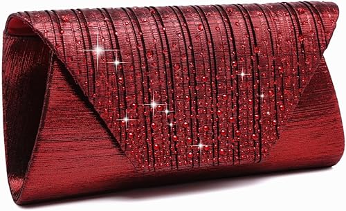 Miniatura 7 de Dasein Bolso de noche para mujer con diamantes de imitación y purpurina para boda para noche con sobre de cristal bolso cruzado